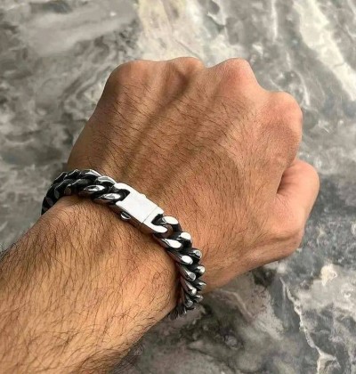 100% SS Matt 16mm Wide Color Link Bracelet